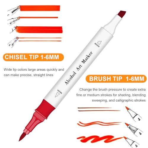  Professional Grade 120 Alcohol Markers Brush & Chisel Tip Set for Drawing, Sketching & Painting
| Vibrant Coloring 120 