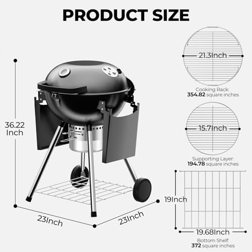 Ciokea 22" Charcoal Grills with Tables for Outdoor Cooking Family Party
Ciokea Portable 2-Wheeled Barbecue Grill with As