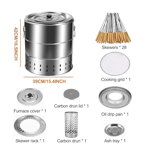  Portable Smokeless Barbecue Charcoal Barrel Grill for Outdoor Cooking Enthusiasts
| Stainless Steel Surround Charcoal K