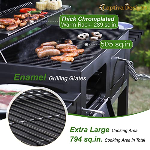  Captiva Designs Extra Large Charcoal BBQ Grill for Outdoor Cooking
| Captiva Designs Oversize Charcoal Grill with Side 