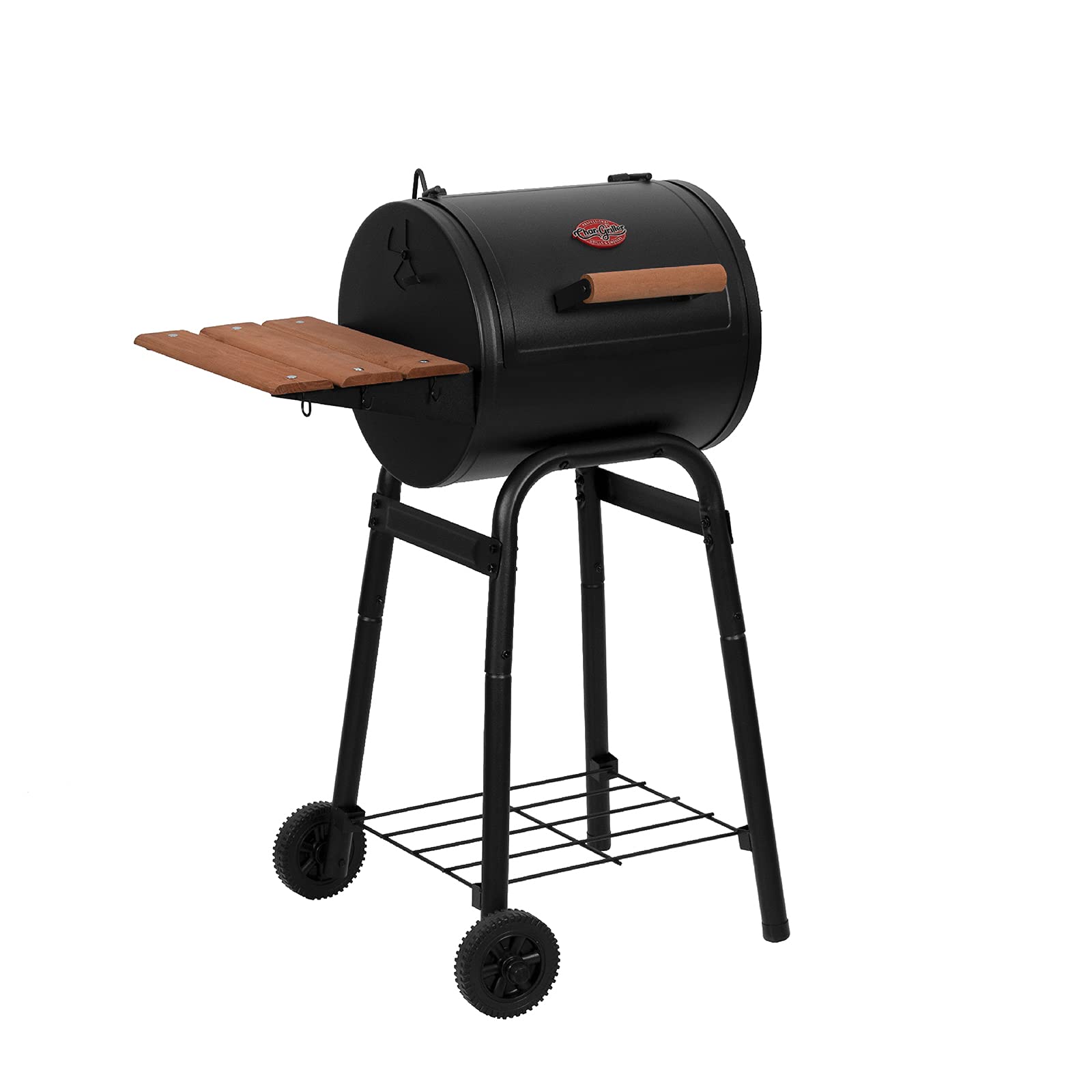 Char-Griller Patio Pro Charcoal Grill and Smoker for Backyard Cooking, Premium Wood Shelf and Damper Control, 250 Cookin