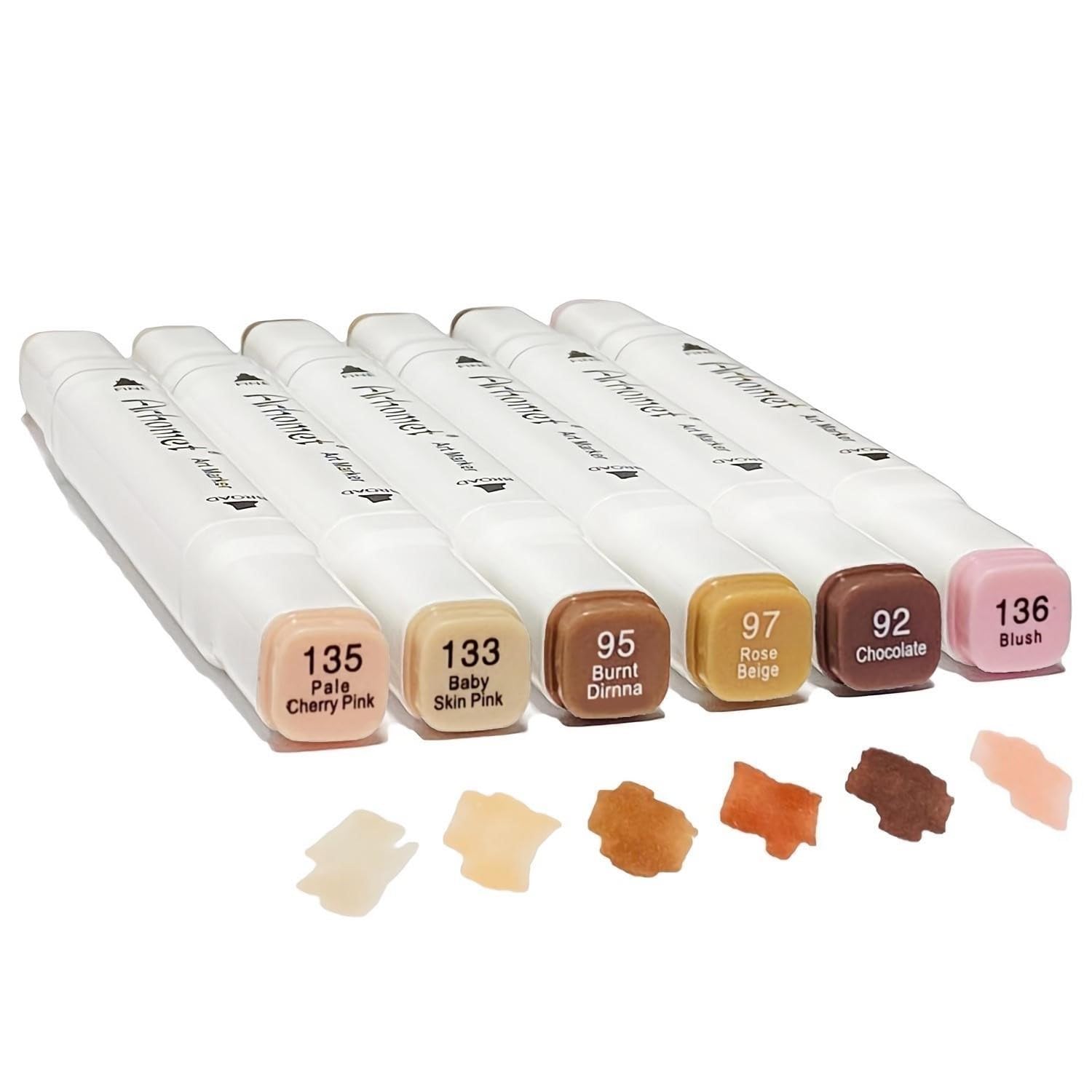 6 Colors Skin Tone Alcohol Markers Set for Adults and Kids