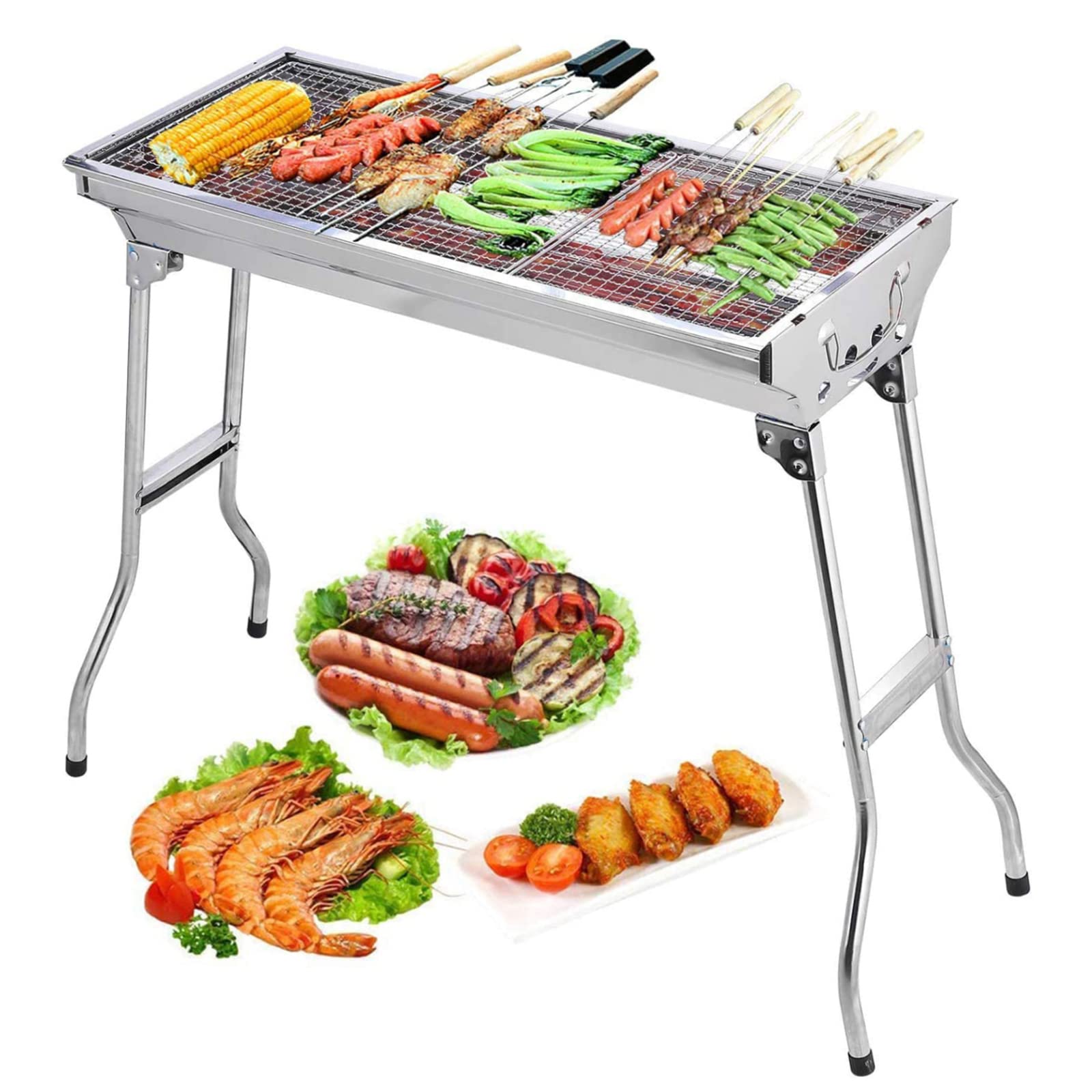 Barbecue Charcoal Grill Stainless Steel Portable BBQ Tool Kits for Outdoor Cooking and Camping (Large)  
Barbecue Charco