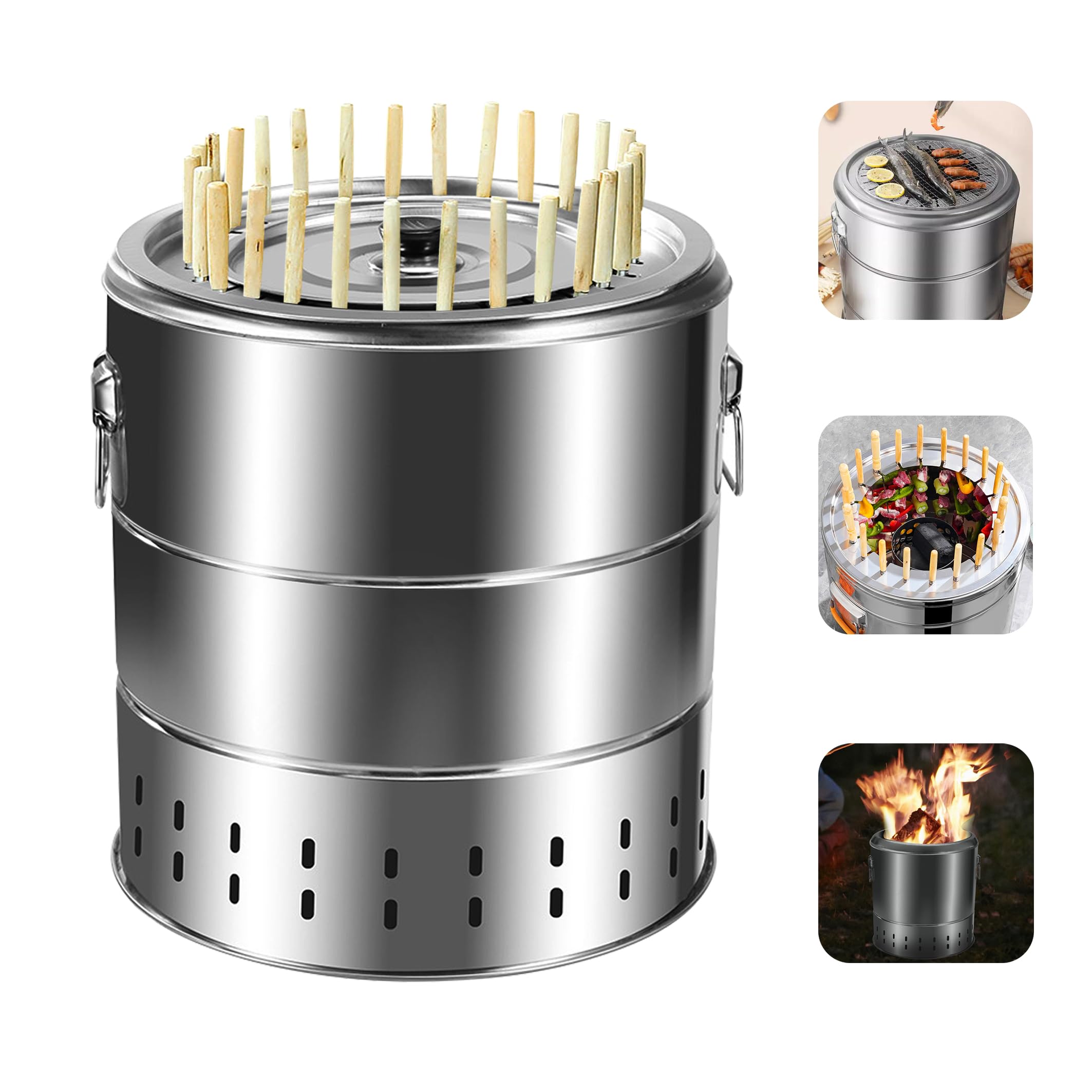  Portable Smokeless Barbecue Charcoal Barrel Grill for Outdoor Cooking Enthusiasts
| Stainless Steel Surround Charcoal K