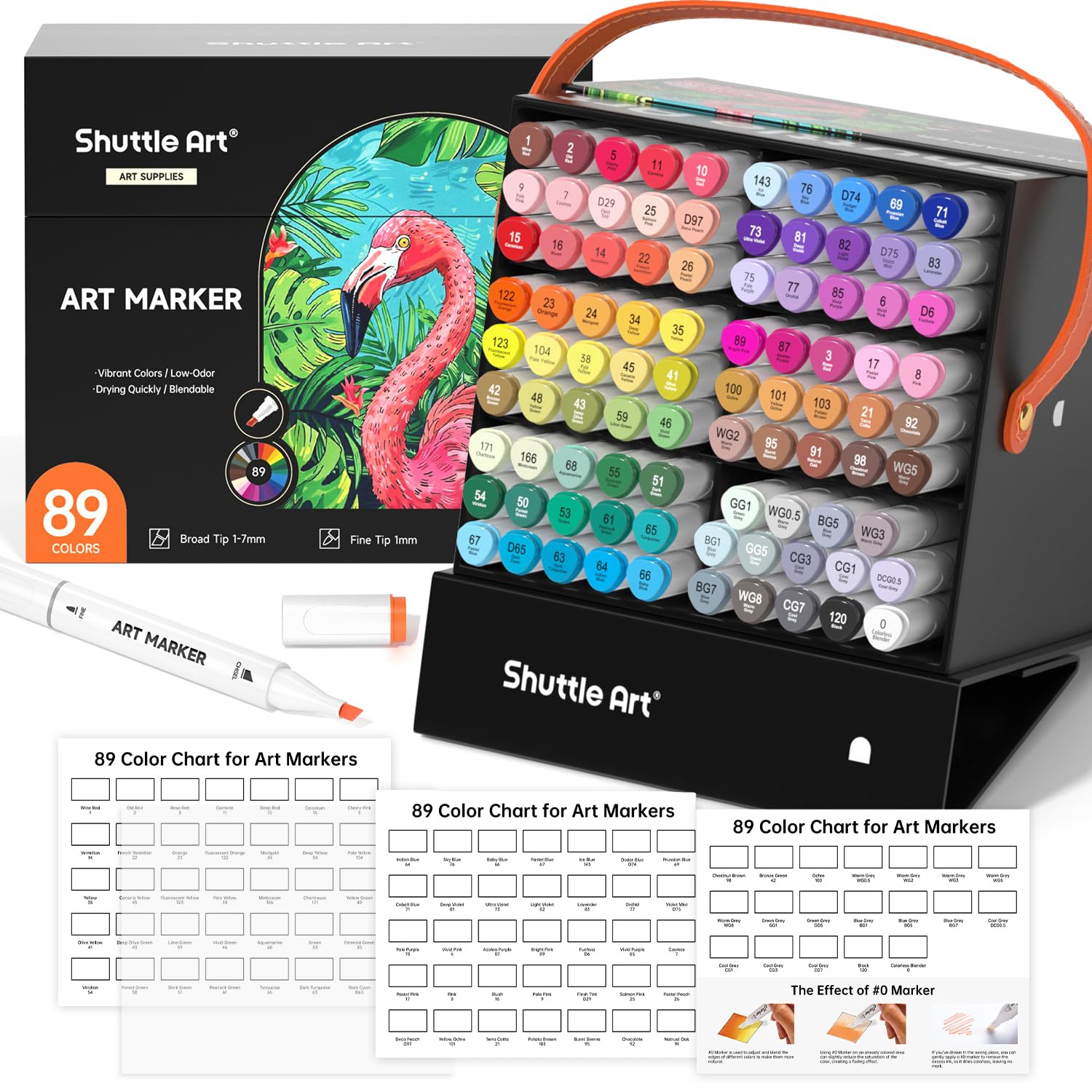 Shuttle Art 88 Colors Dual Tip Alcohol Markers Perfect for Adult Coloring and Illustration Students Sketching