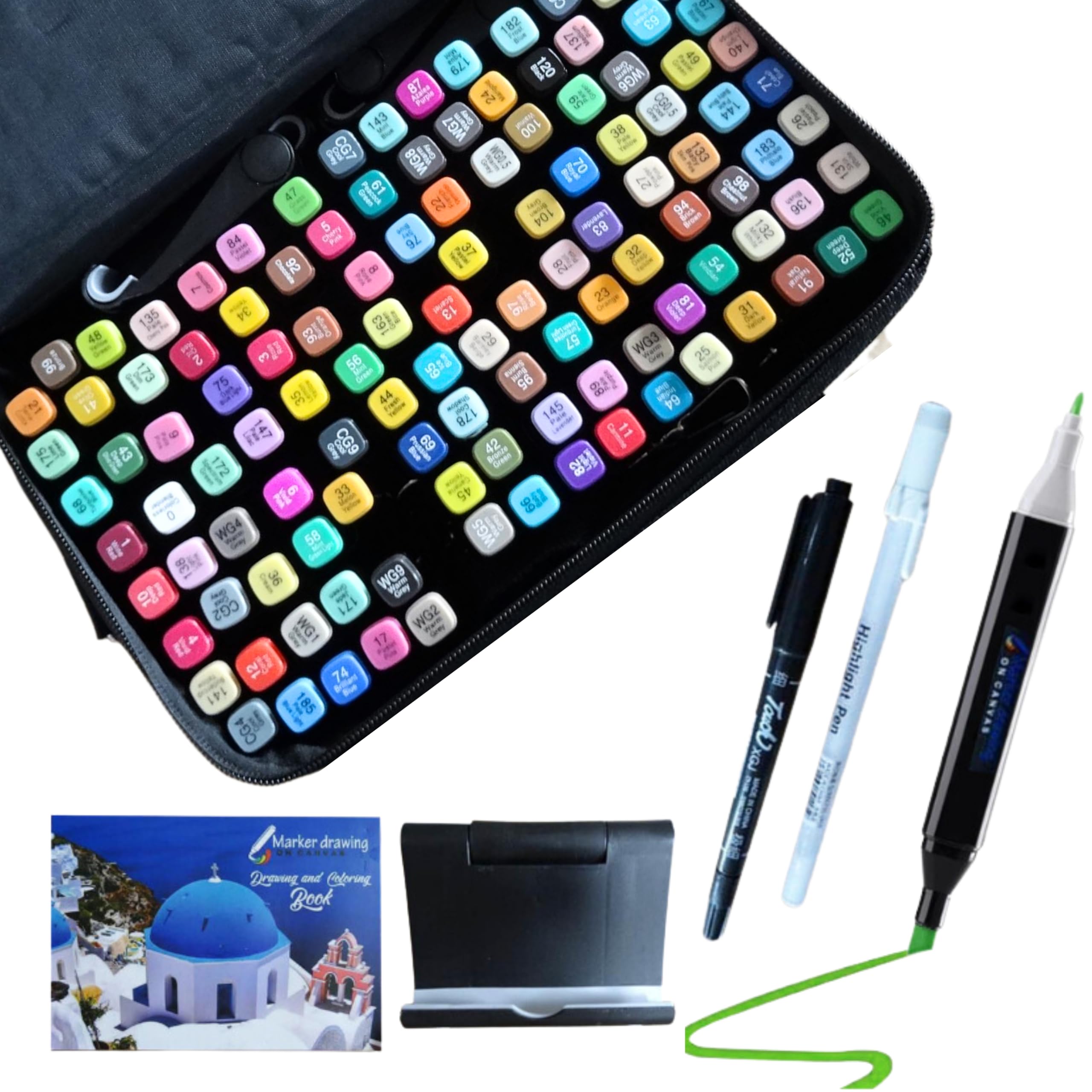  120 Color Alcohol Markers Set - Dual Tip Art Markers with Wear-Resistant Chisel and Fine Points for Calligraphy, Sketch